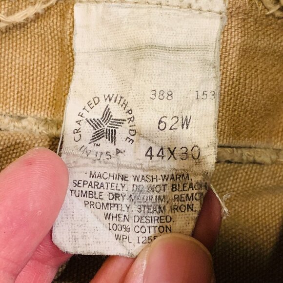 Vintage 60s 70s Carhartt Double Knee Work Pants 44 x 30 Talon Zipper Duck Canvas - Picture 2 of 16